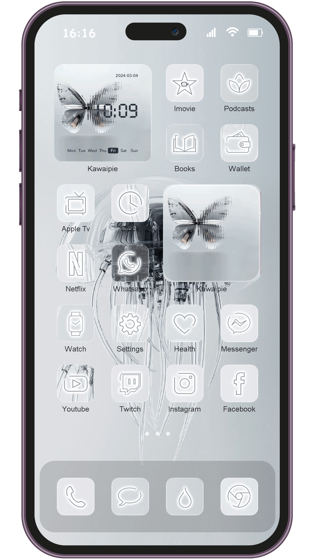 Cool Futuristic theme pack installed on phone home screen