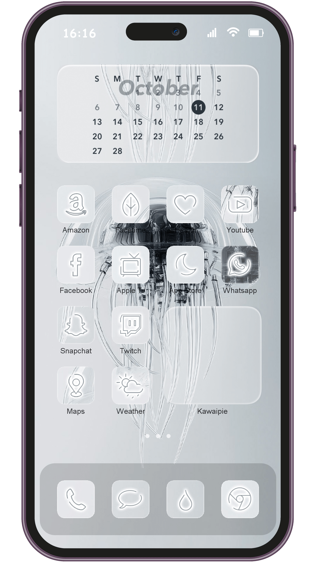Cool Futuristic theme pack applied on smartphone home screen