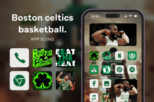 Boston celtics basketball. theme pack featured image showing icons widgets and wallpaper