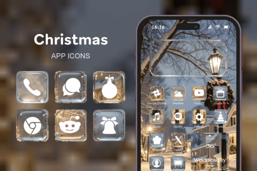 Christmas theme pack featured image showing icons widgets and wallpaper