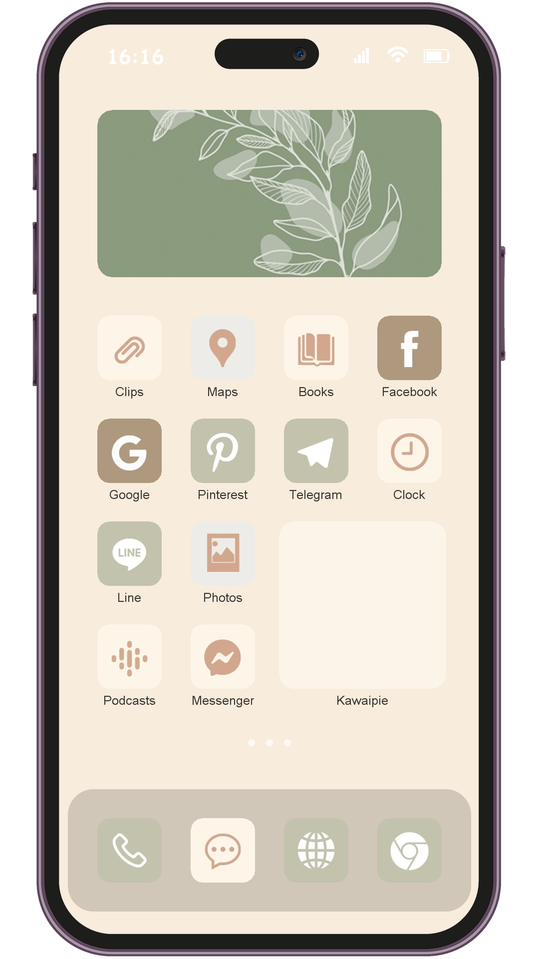 Cloud Stop theme pack applied on smartphone home screen