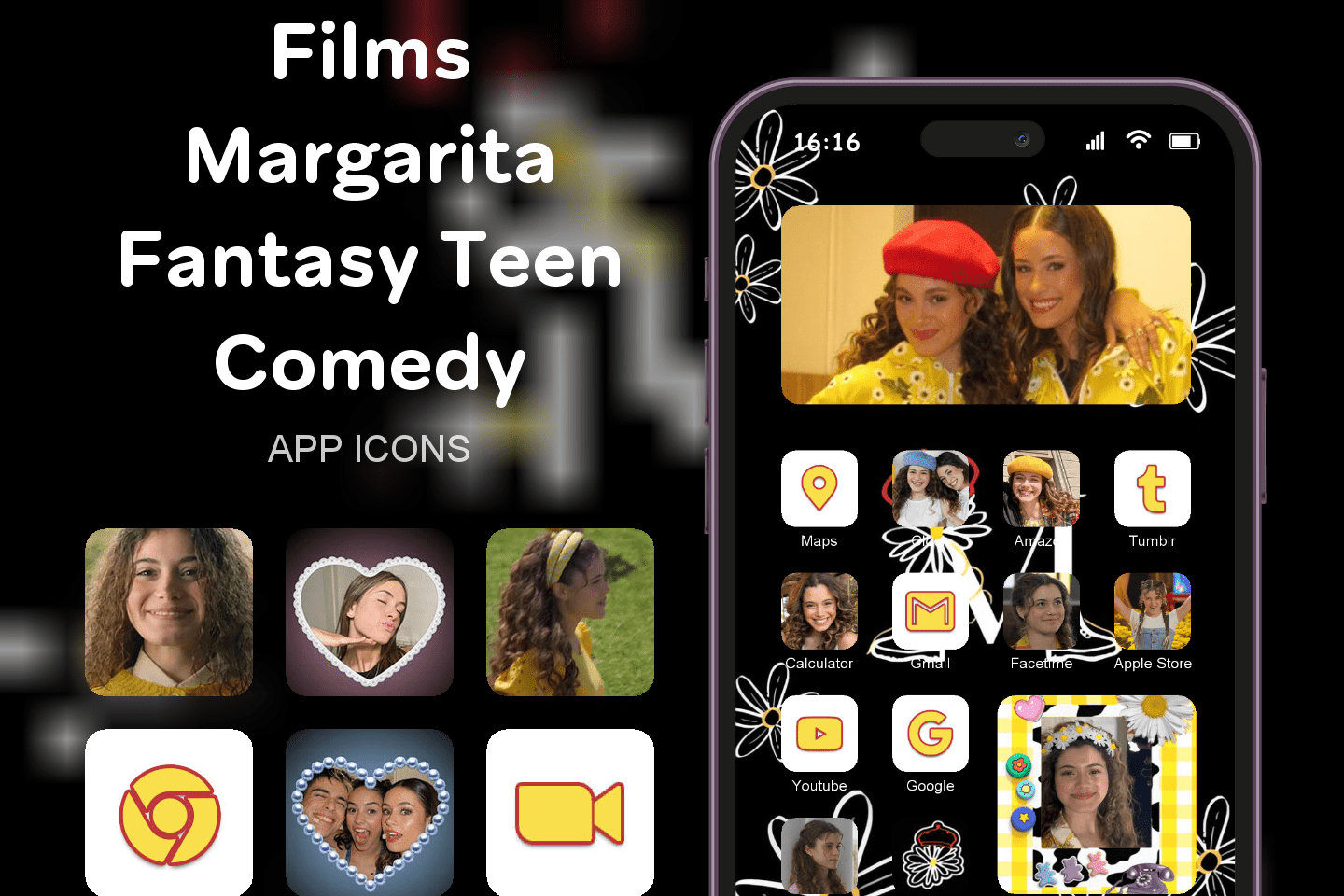 Films Margarita Fantasy Teen Comedy theme pack featured image showing icons widgets and wallpaper