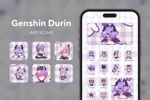 Genshin Durin theme pack featured image showing icons widgets and wallpaper