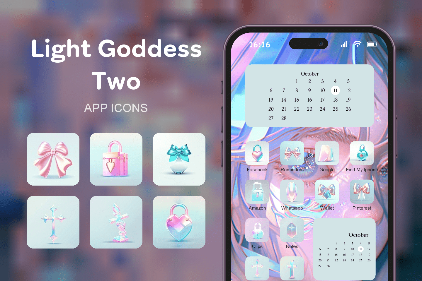 Light Goddess Two theme pack featured image showing icons widgets and wallpaper