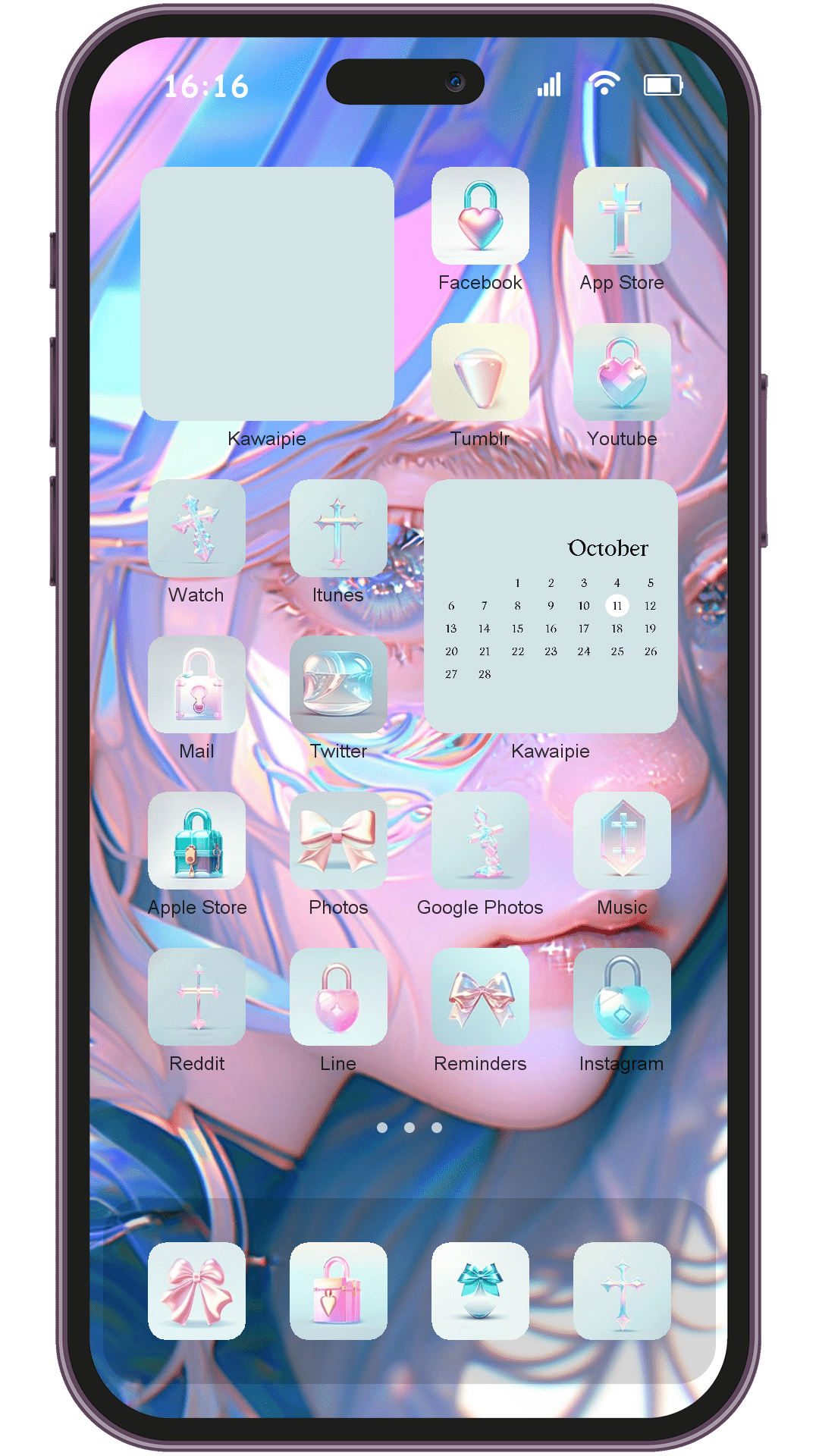 Light Goddess Two theme pack installed on phone home screen
