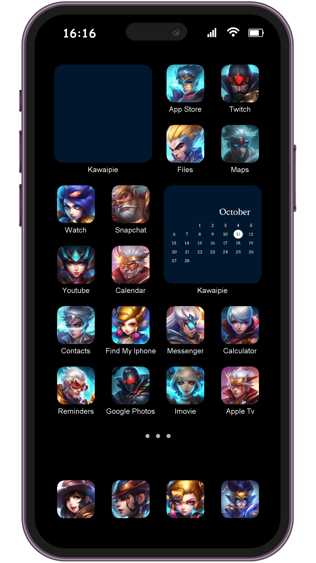 Mobile Legends Bang Bang Two theme pack installed on phone home screen