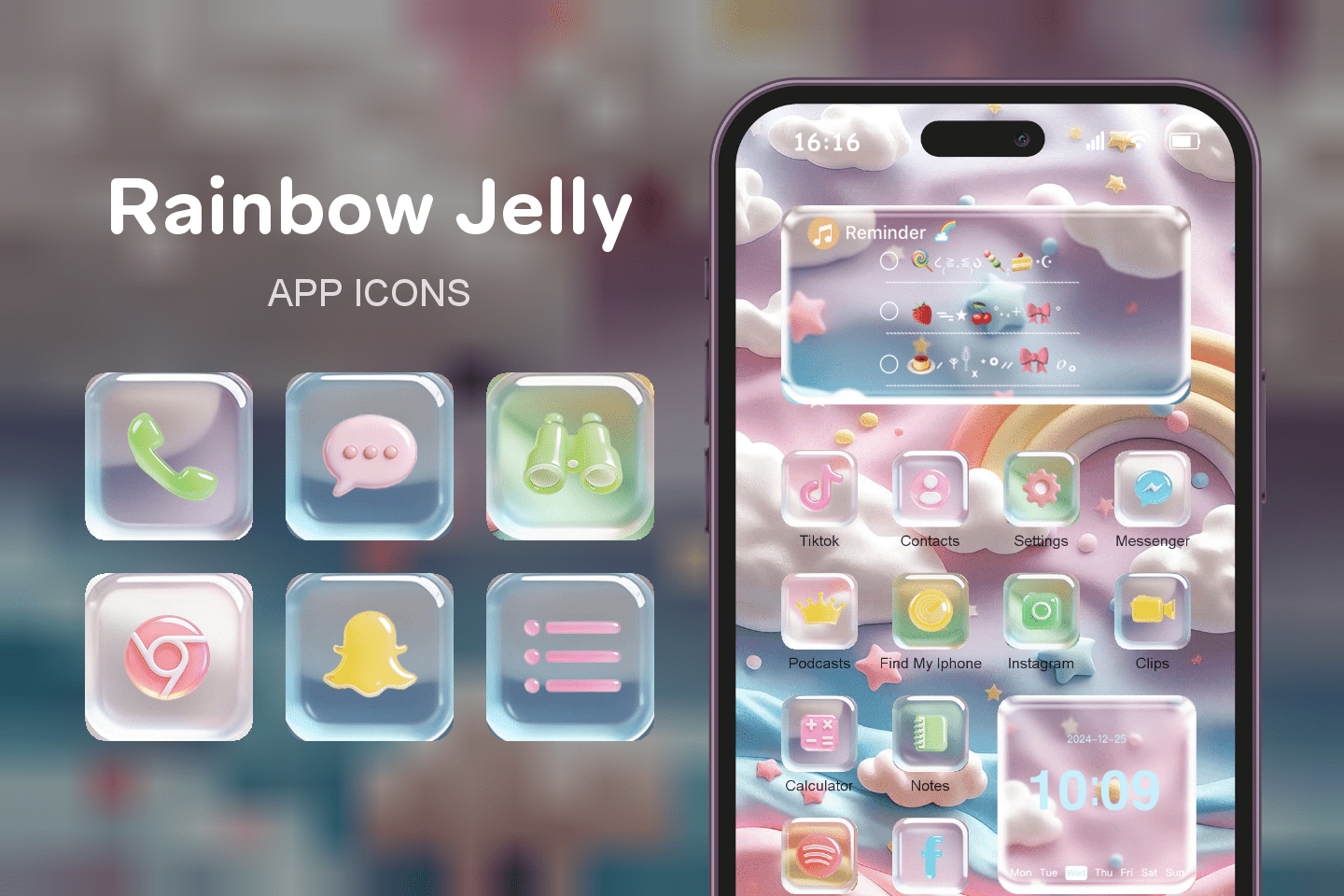 Rainbow Jelly theme pack featured image showing icons widgets and wallpaper