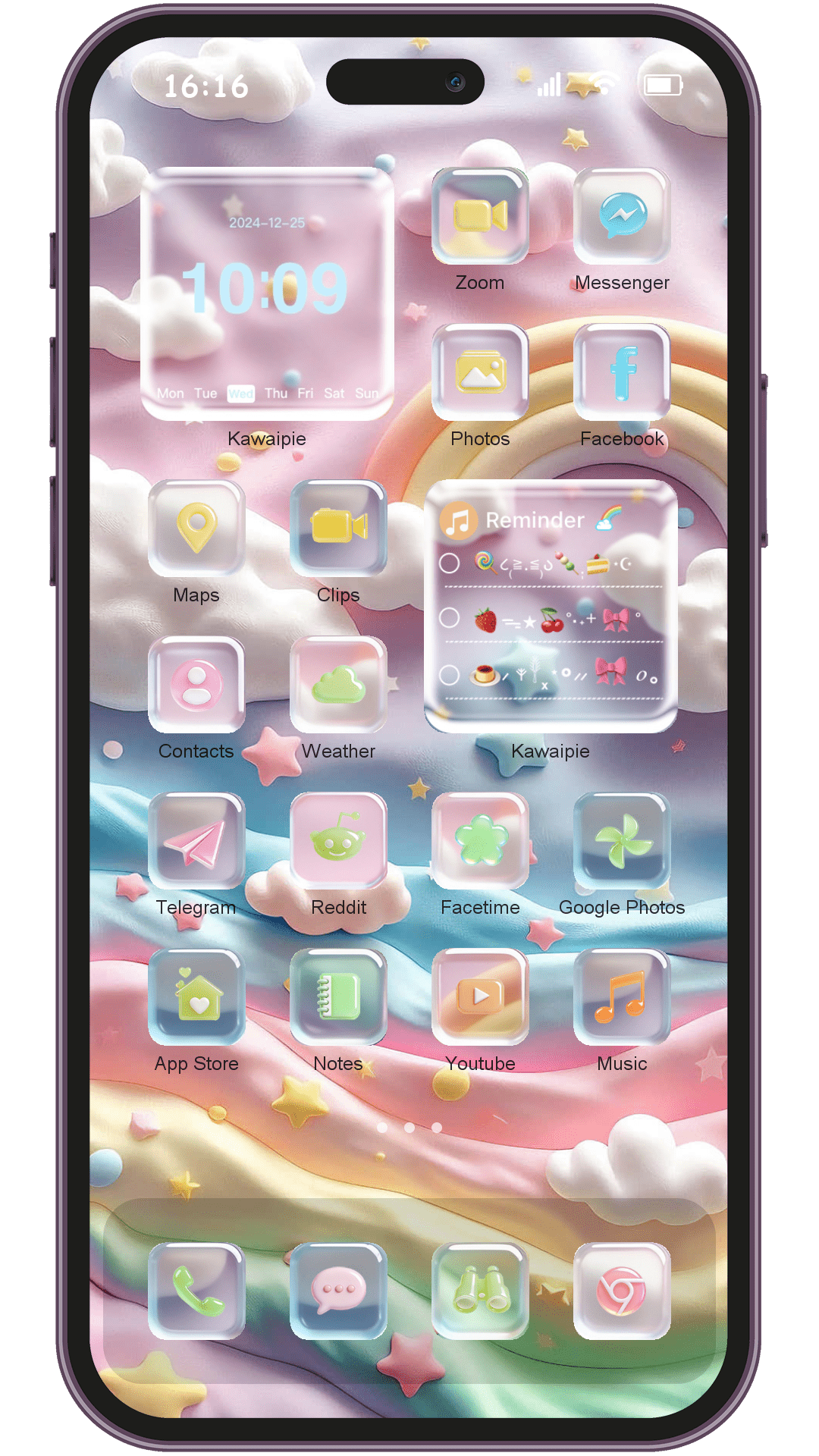 Rainbow Jelly theme pack installed on phone home screen