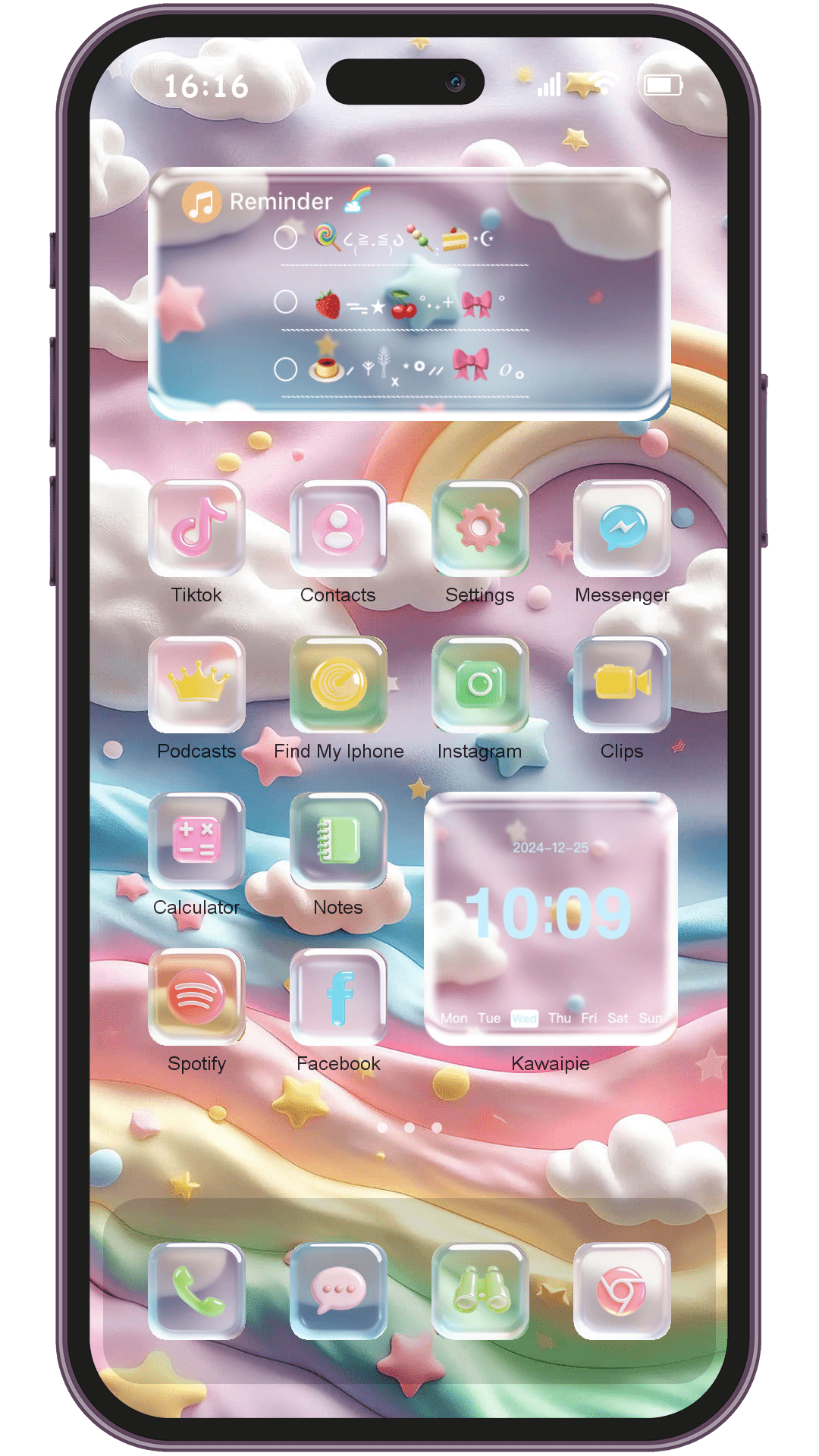 Rainbow Jelly theme pack applied on smartphone home screen