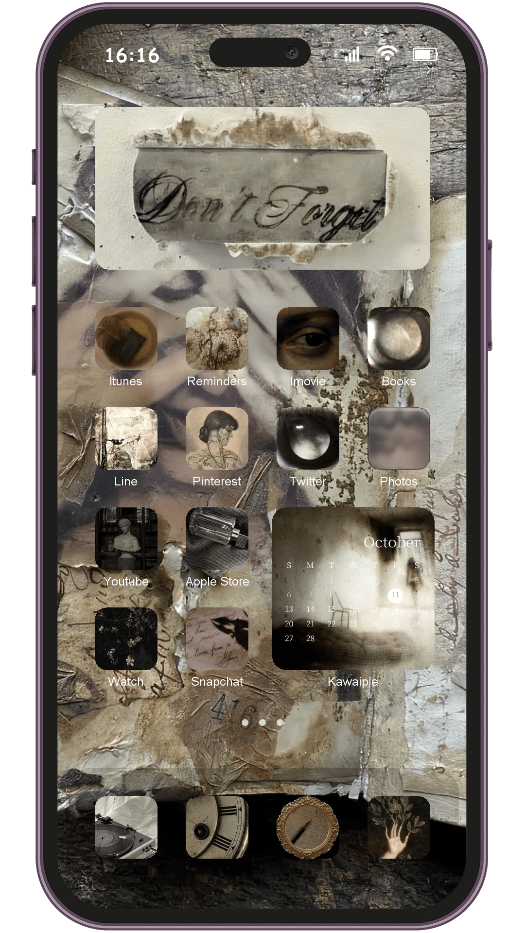 Retro Filter theme pack applied on smartphone home screen
