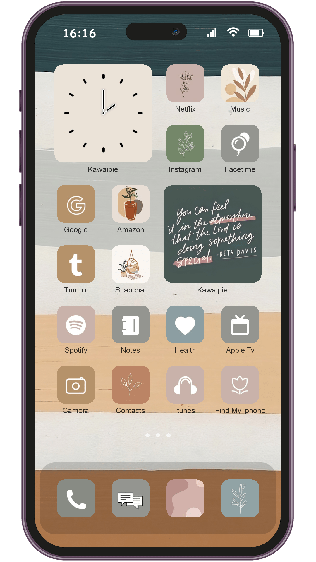 Aesthetic Life Painting theme pack installed on phone home screen