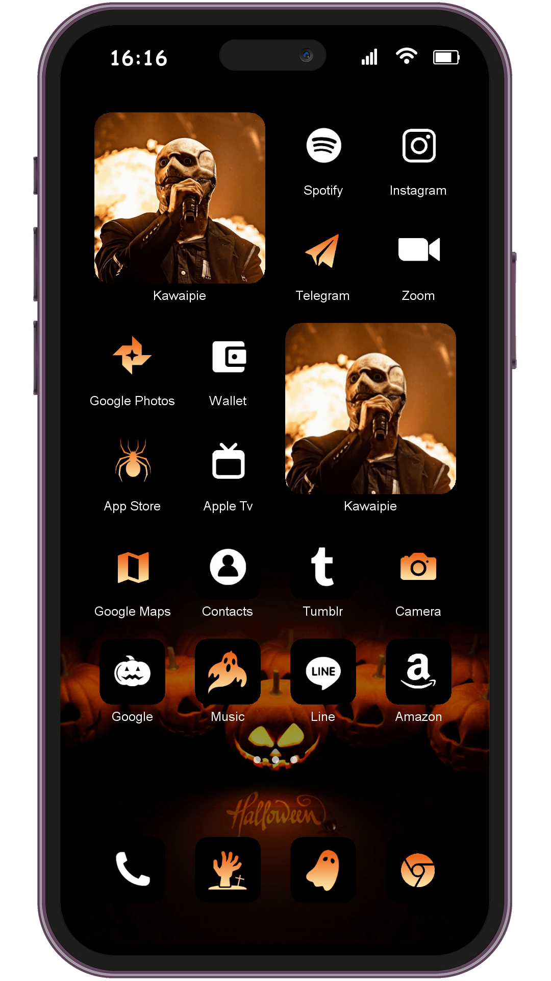 Slipknot Corey Taylor theme pack installed on phone home screen