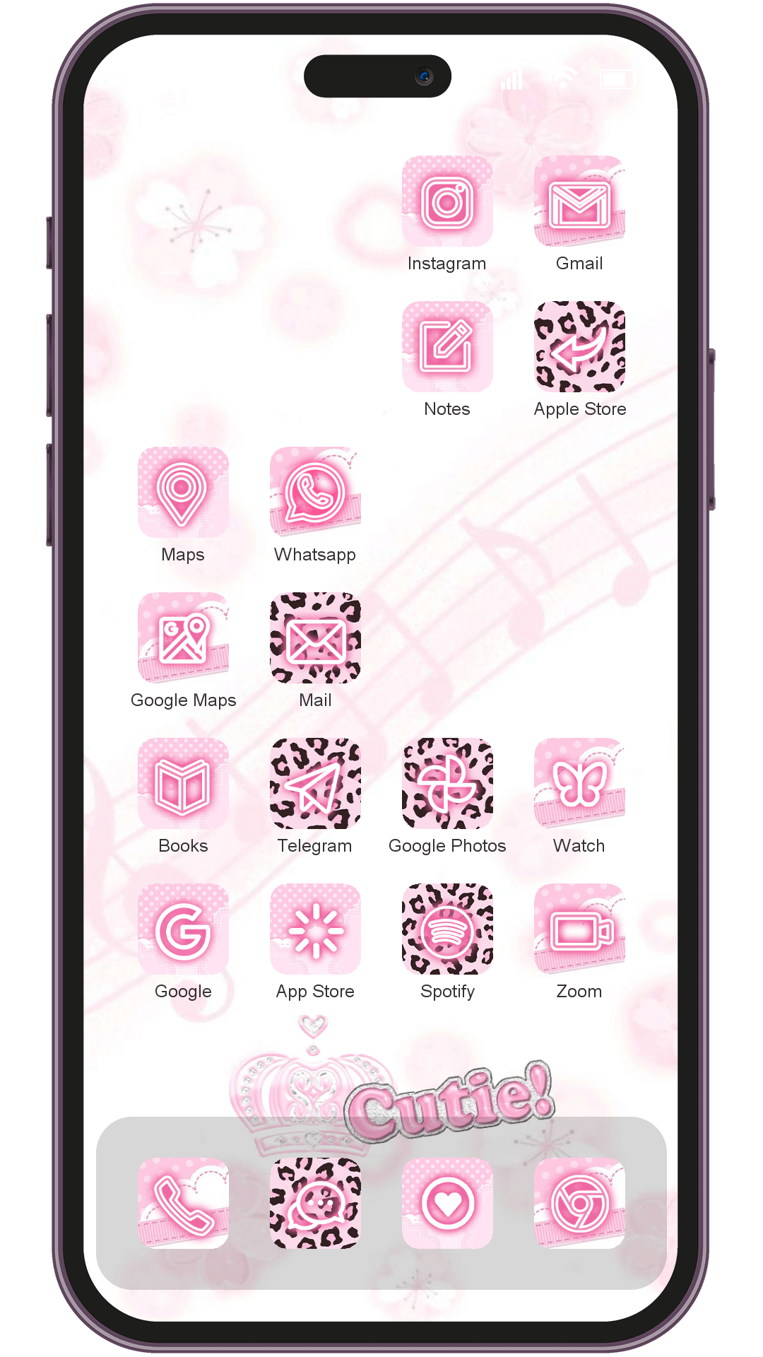 Y2K Aesthetics B theme pack installed on phone home screen