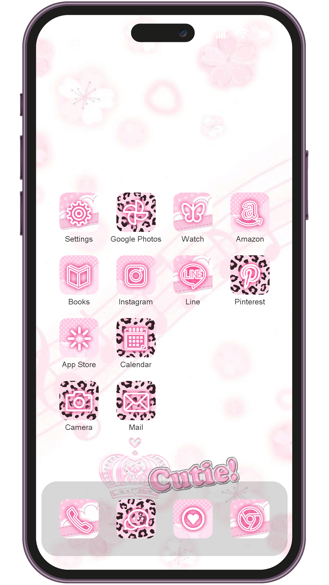 Y2K Aesthetics B theme pack applied on smartphone home screen