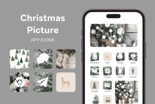 Christmas Picture theme pack featured image showing icons widgets and wallpaper
