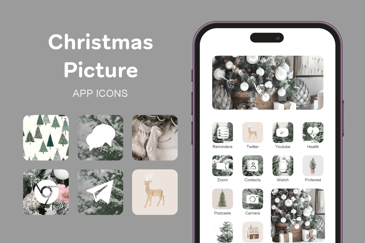 Christmas Picture theme pack featured image showing icons widgets and wallpaper