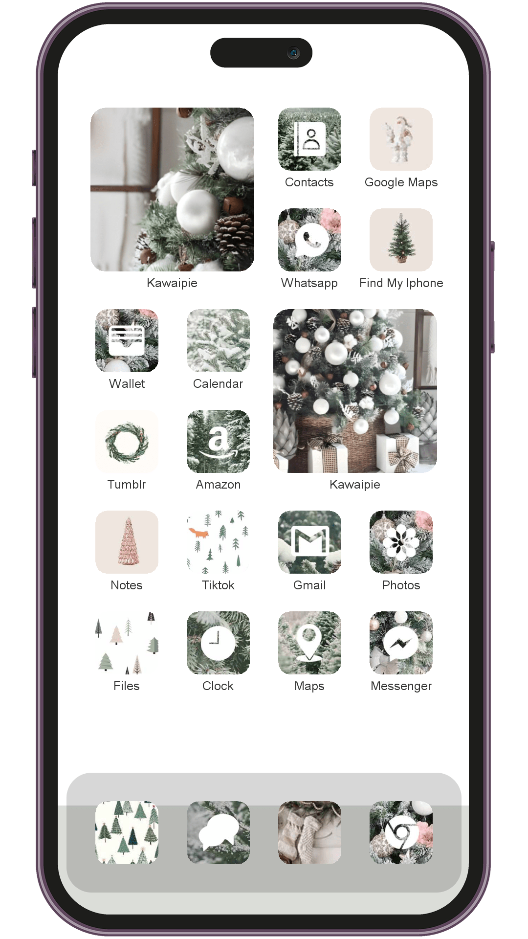 Christmas Picture theme pack installed on phone home screen