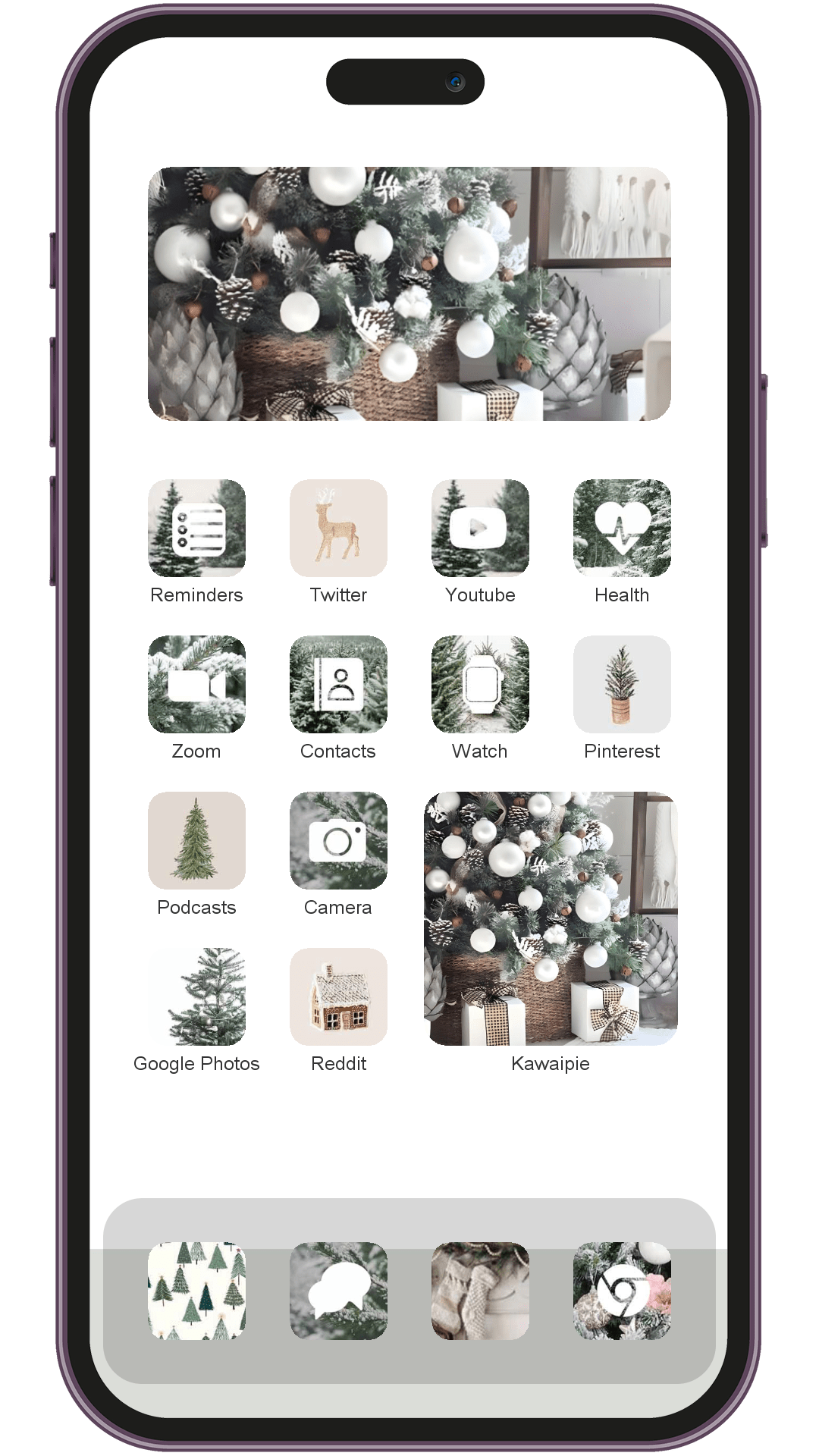 Christmas Picture theme pack applied on smartphone home screen