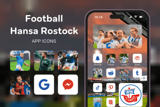 Football Hansa Rostock theme pack featured image showing icons widgets and wallpaper