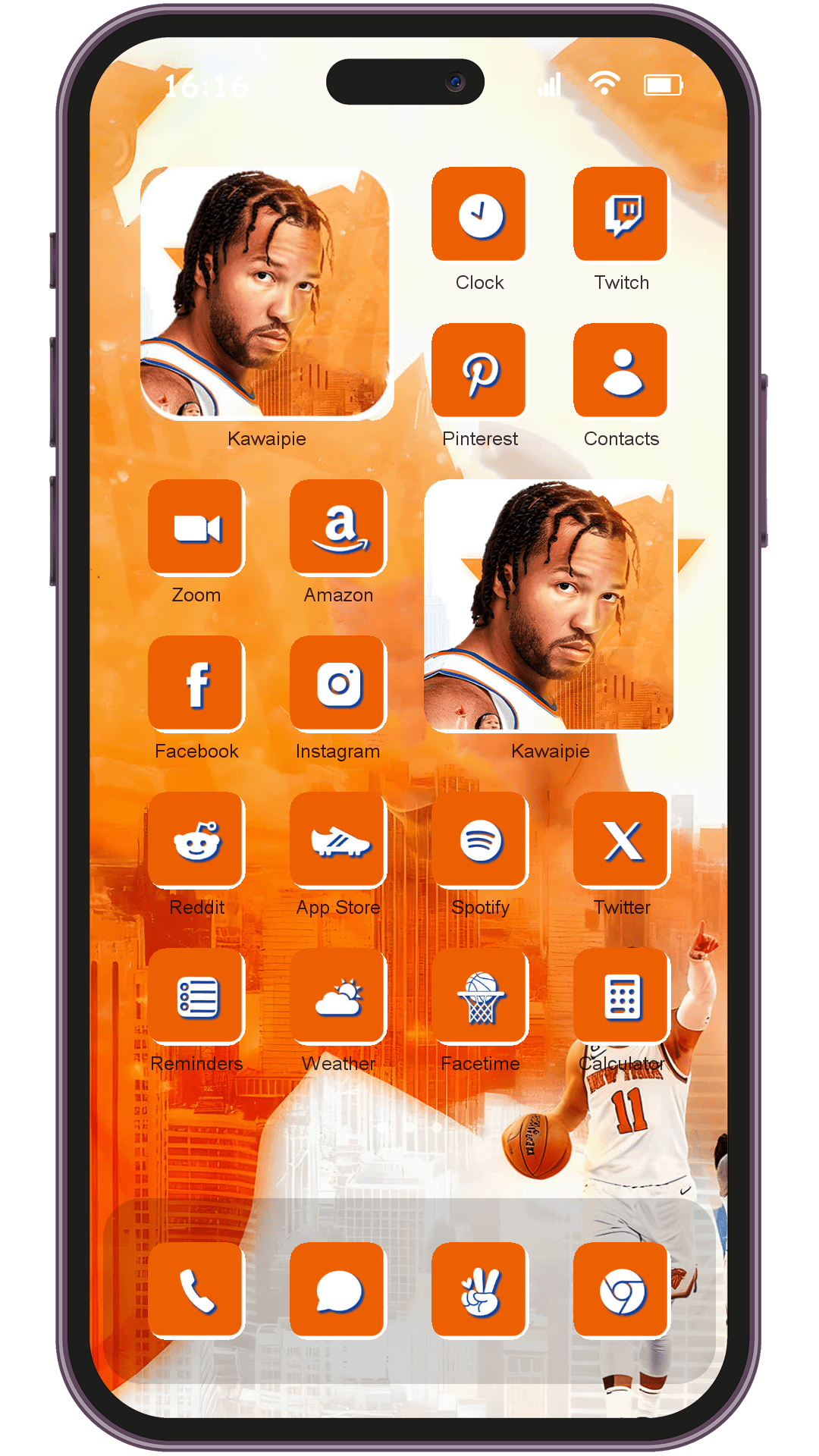 New York Knicks theme pack installed on phone home screen